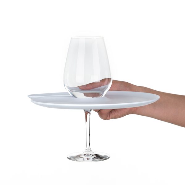 1handPlate big matt white plate with a hole for the wine glass just held with one hand