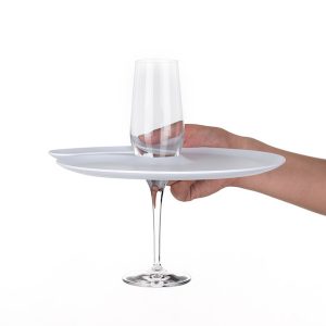 1handPlate big matt white plate with a hole for the champagne glass just held with one hand
